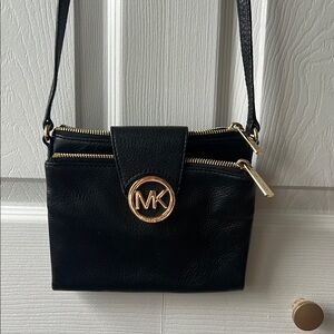 Michael Kors Black Crossbody Bag with Gold Hardware